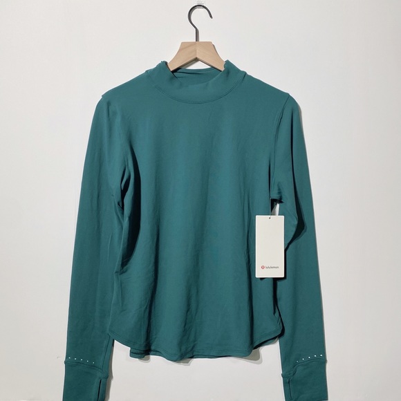 Lululemon Rulu Running Long Sleeve Mock Neck Green Jasper